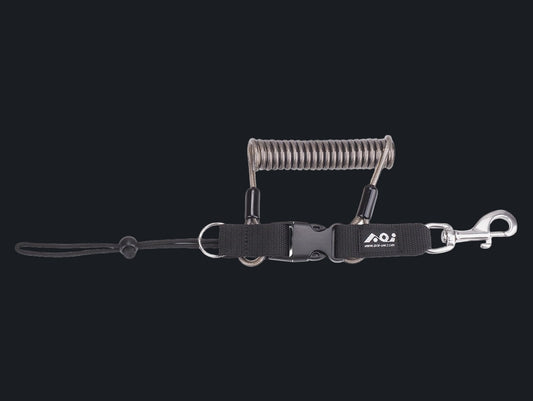 Spring Coiled Lanyard with Quick Release Buckle and Swivel Eye Bolt Snap