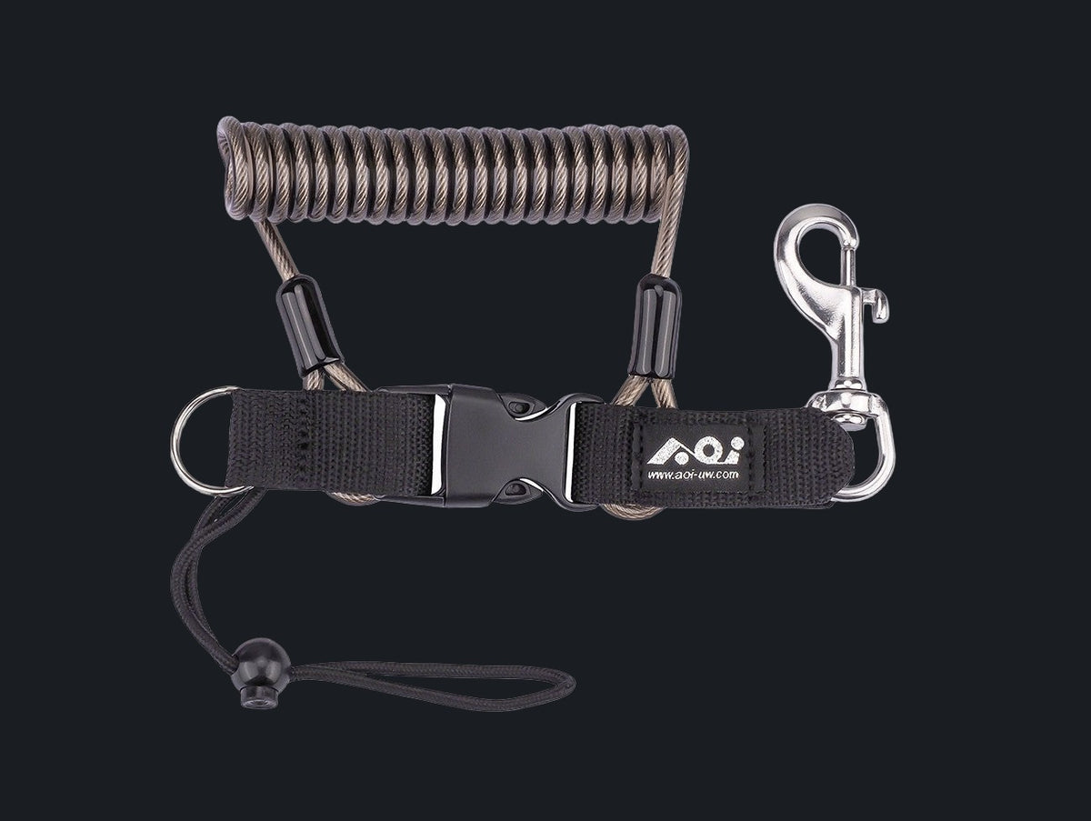 Spring Coiled Lanyard with Quick Release Buckle and Swivel Eye Bolt Snap