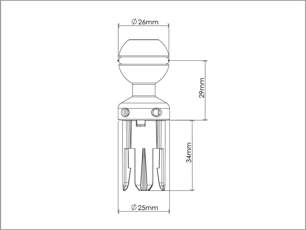 Quick Release System - 11 Male Insert in Ball Mount (Black Color)
